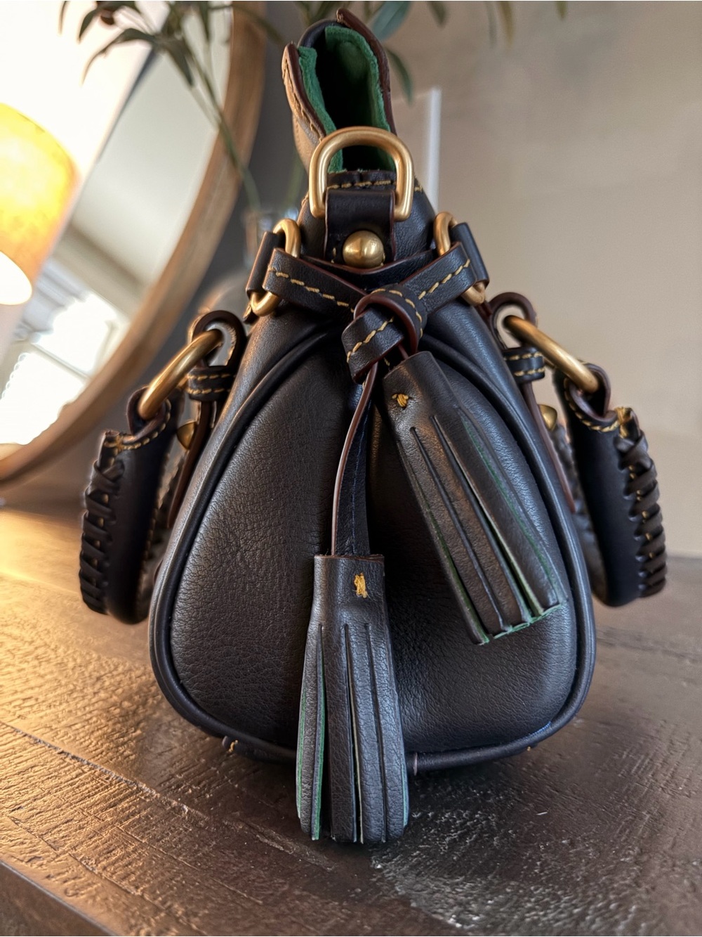 Dooney & Bourke Navy Florentine Leather Nano Satchel - Picture 4 of 10